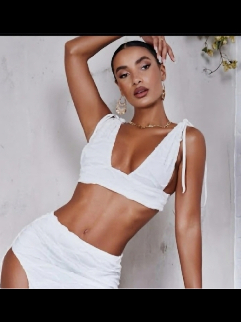 White Two-Piece Crop Top and Mini Skirt Set
